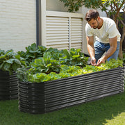 Metal Raised Garden Bed, 8 x 2 x 2 ft Outdoor Galvanized Planter Box, with Open Bottom, Large Oval Planter V952-JSYHZZCTYXSH1MOSLV0