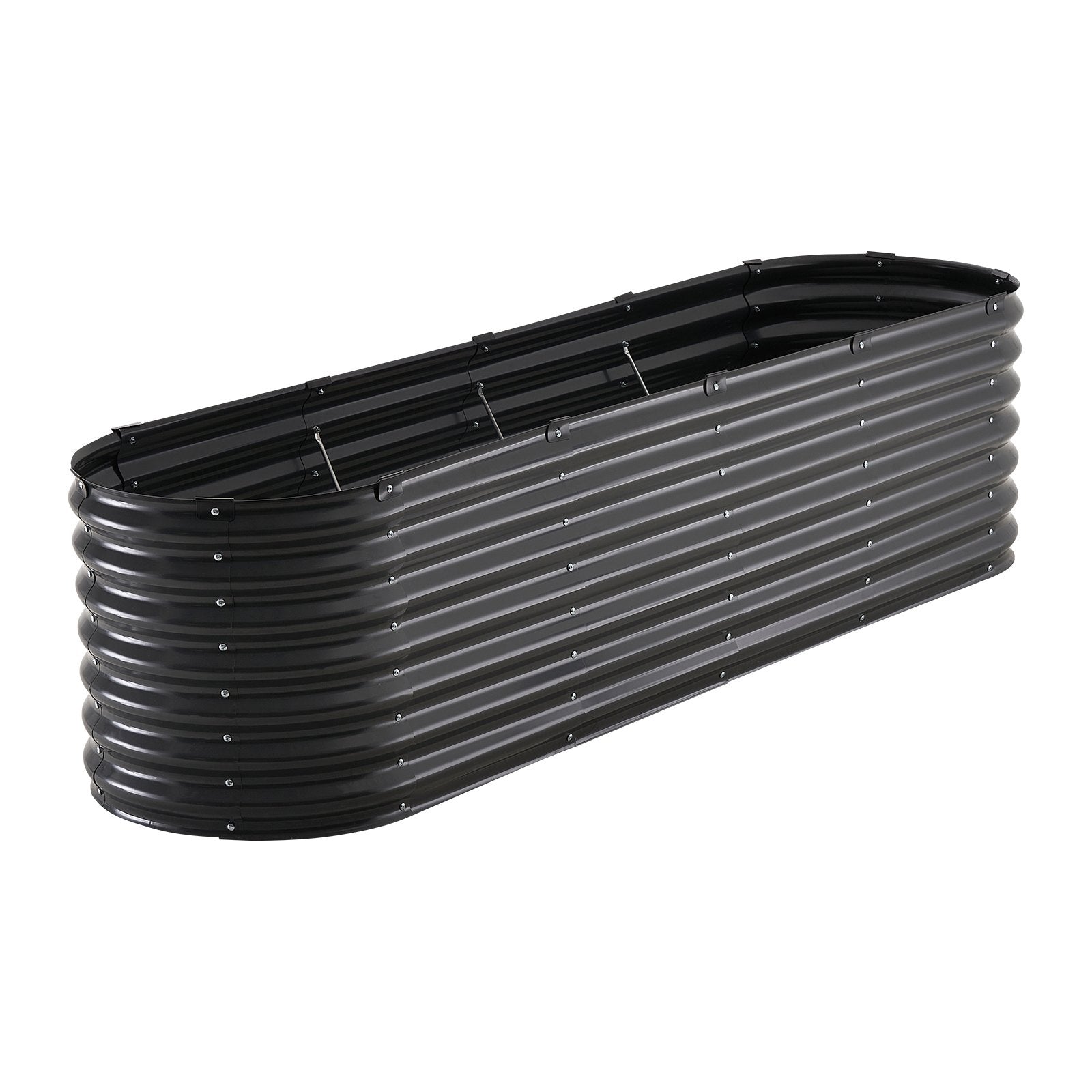 Metal Raised Garden Bed, 8 x 2 x 2 ft Outdoor Galvanized Planter Box, with Open Bottom, Large Oval Planter V952-JSYHZZCTYXSH1MOSLV0