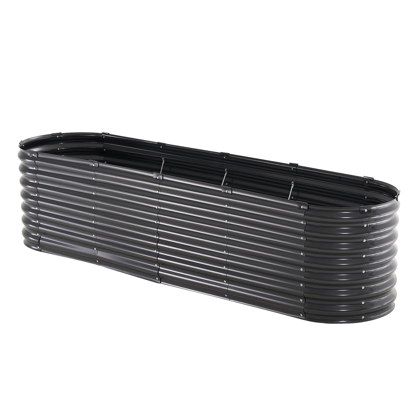 Metal Raised Garden Bed, 8 x 2 x 2 ft Outdoor Galvanized Planter Box, with Open Bottom, Large Oval Planter V952-JSYHZZCTYXSH1MOSLV0
