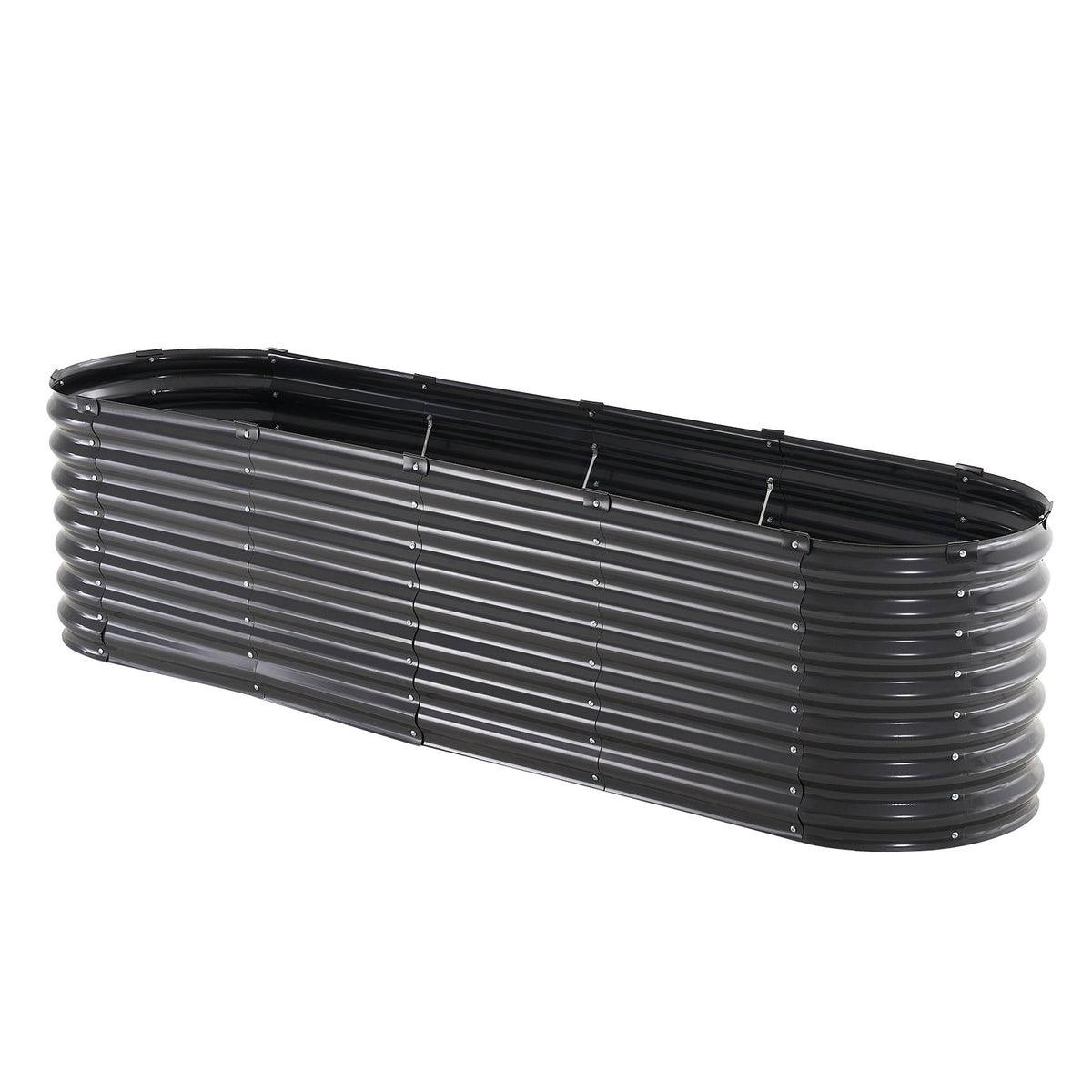 Metal Raised Garden Bed, 8 x 2 x 2 ft Outdoor Galvanized Planter Box, with Open Bottom, Large Oval Planter V952-JSYHZZCTYXSH1MOSLV0
