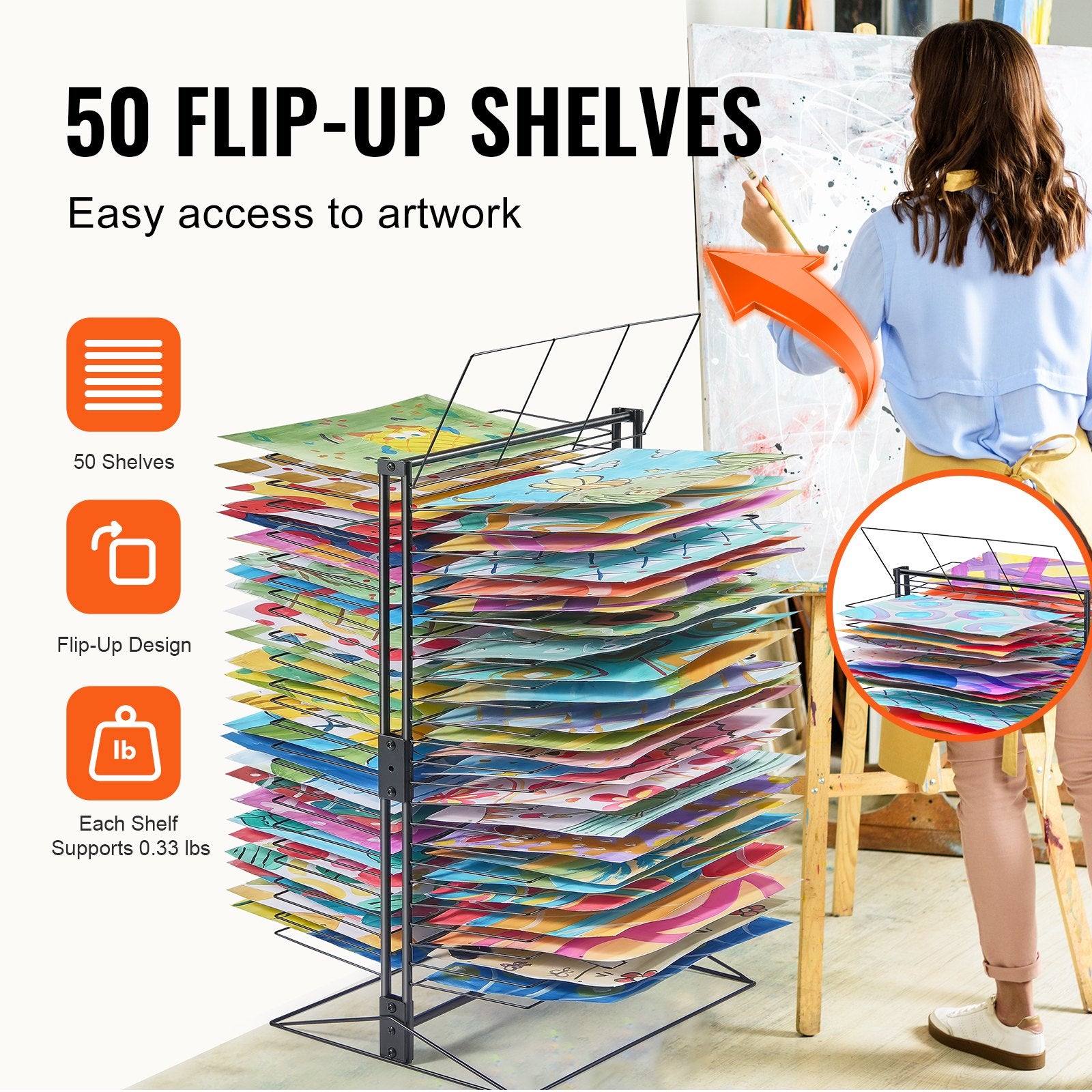 Art Drying Rack 50 Removable Shelves Painting Drying Rack for Classroom V952-JSYSGZJHSTGL8R5FMV0
