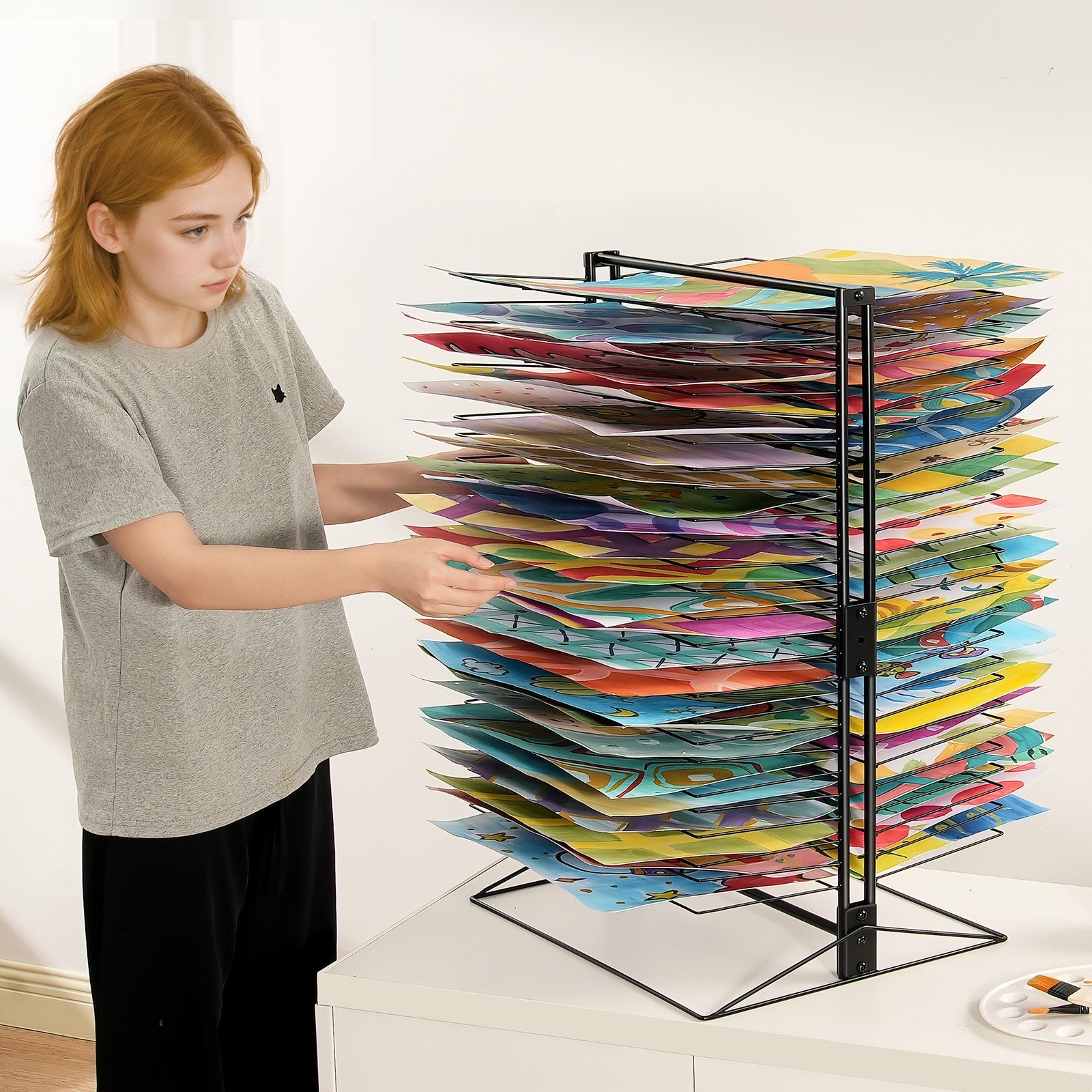 Art Drying Rack 50 Removable Shelves Painting Drying Rack for Classroom V952-JSYSGZJHSTGL8R5FMV0