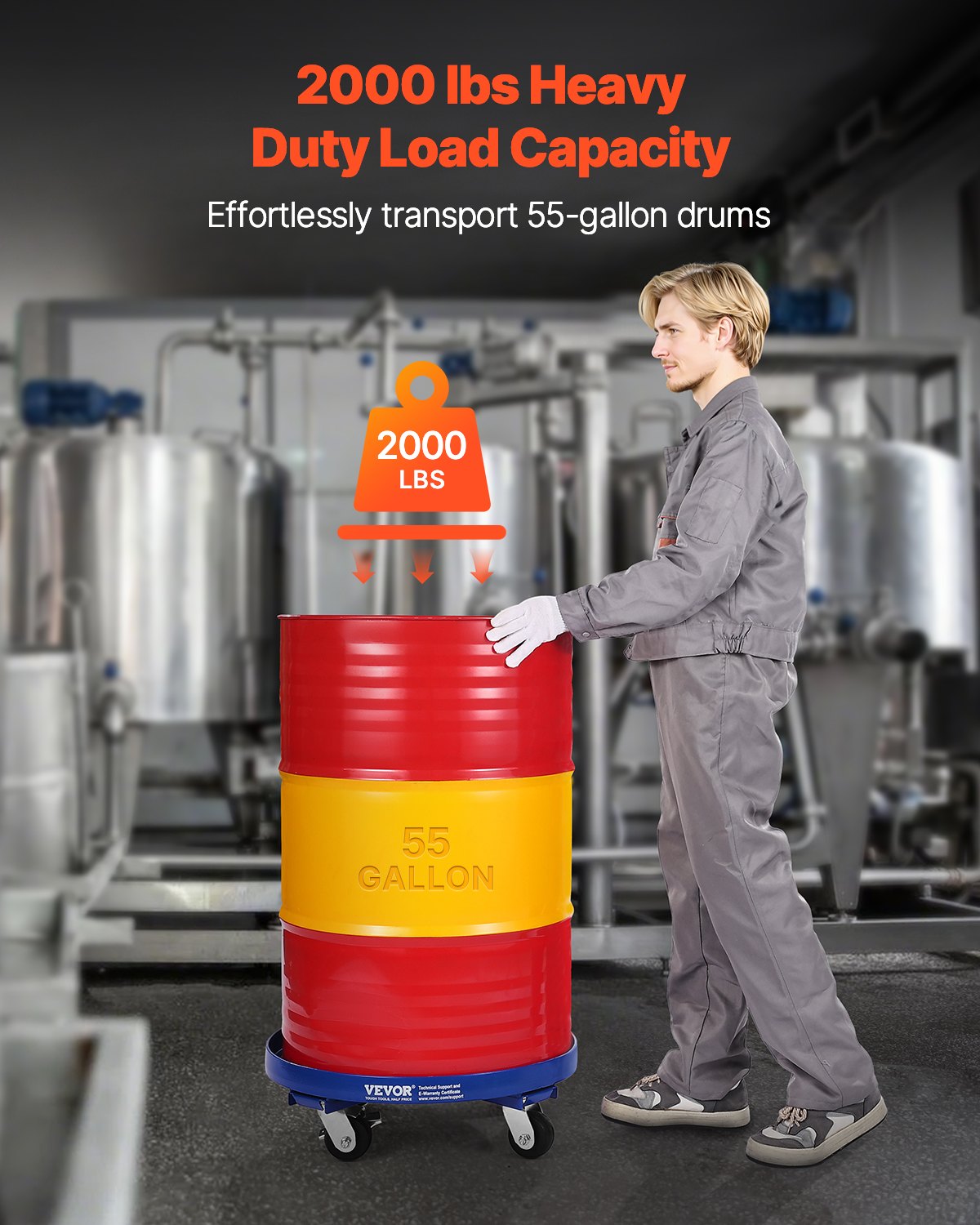 55 Gallon Drum Dolly 2000 lbs Barrel Dolly Cart Drum Caddy 4 Caster Wheels V952-JSYTTCTG55JLFCM9TV0