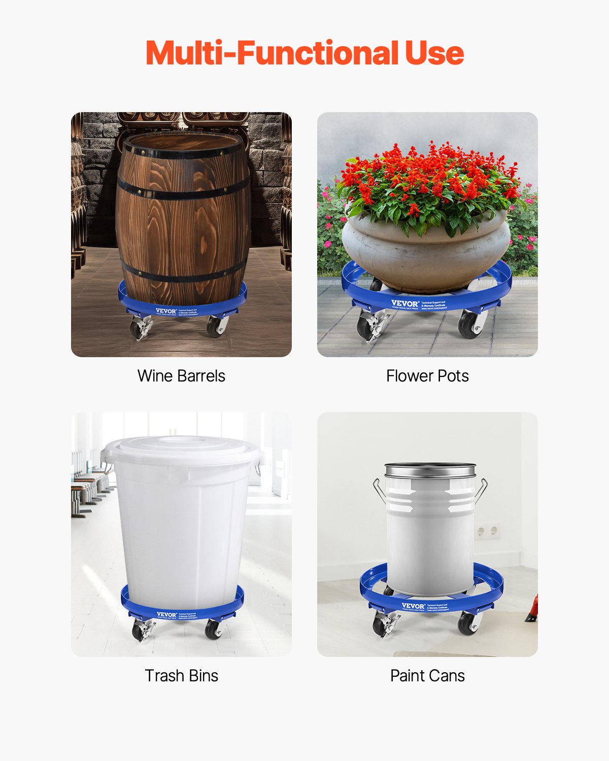 55 Gallon Drum Dolly 2000 lbs Barrel Dolly Cart Drum Caddy 4 Caster Wheels V952-JSYTTCTG55JLFCM9TV0