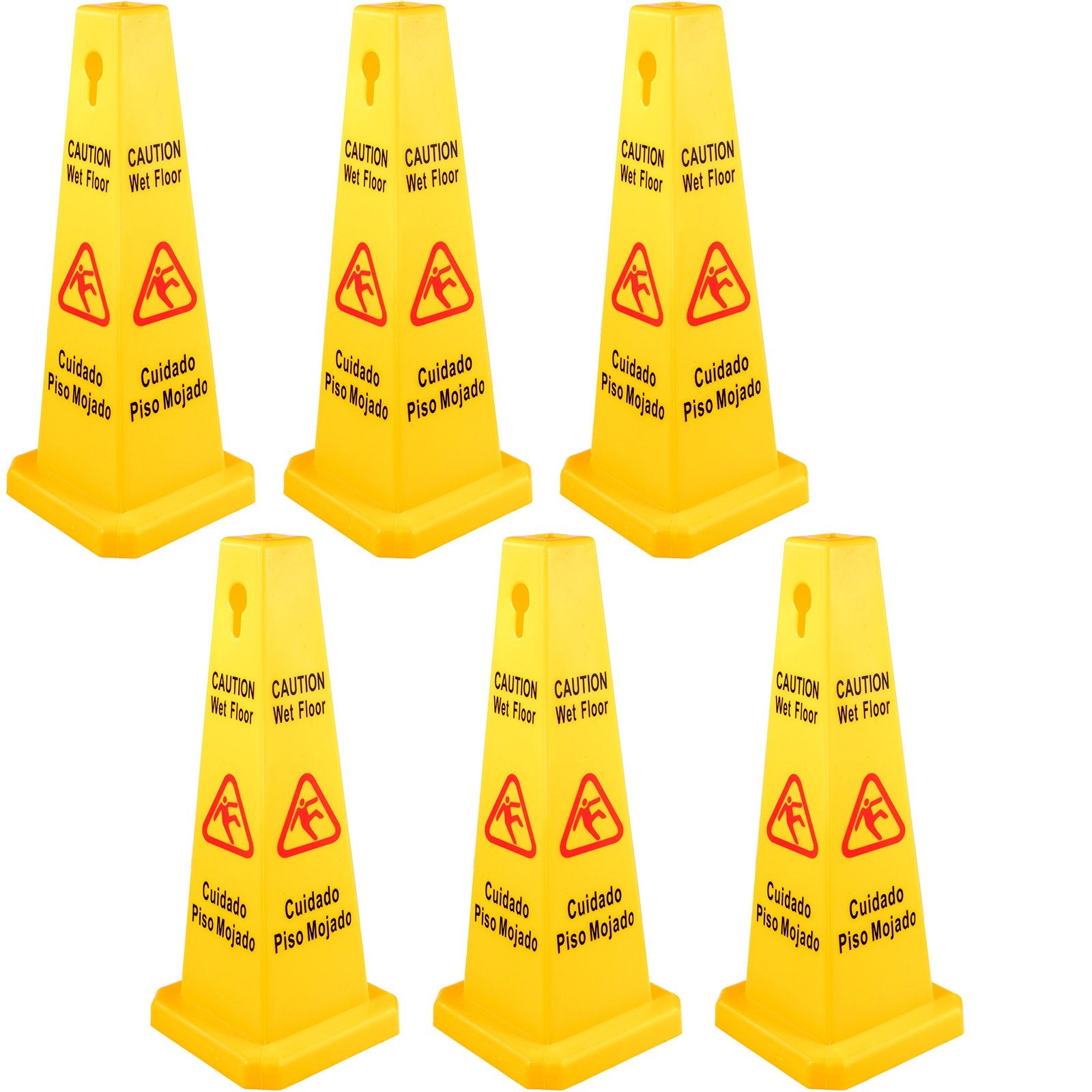 6 Pack Floor Safety Cone, 66.04cm Wet Floor Sign, Yellow Caution Wet Floor Signs 4 Sided, Public Safety Wet V952-JSZ6PCSLSFHBZ0001V0