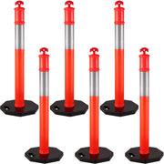 6Pack Traffic Delineator Posts 44 Inch Height, PE Delineator Cones Post Kit 10 inch Reflective Band, V952-JSZ6PTXJSZZH00001V0
