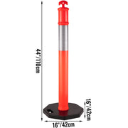 6Pack Traffic Delineator Posts 44 Inch Height, PE Delineator Cones Post Kit 10 inch Reflective Band, V952-JSZ6PTXJSZZH00001V0