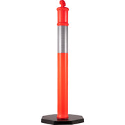 6Pack Traffic Delineator Posts 44 Inch Height, PE Delineator Cones Post Kit 10 inch Reflective Band, V952-JSZ6PTXJSZZH00001V0