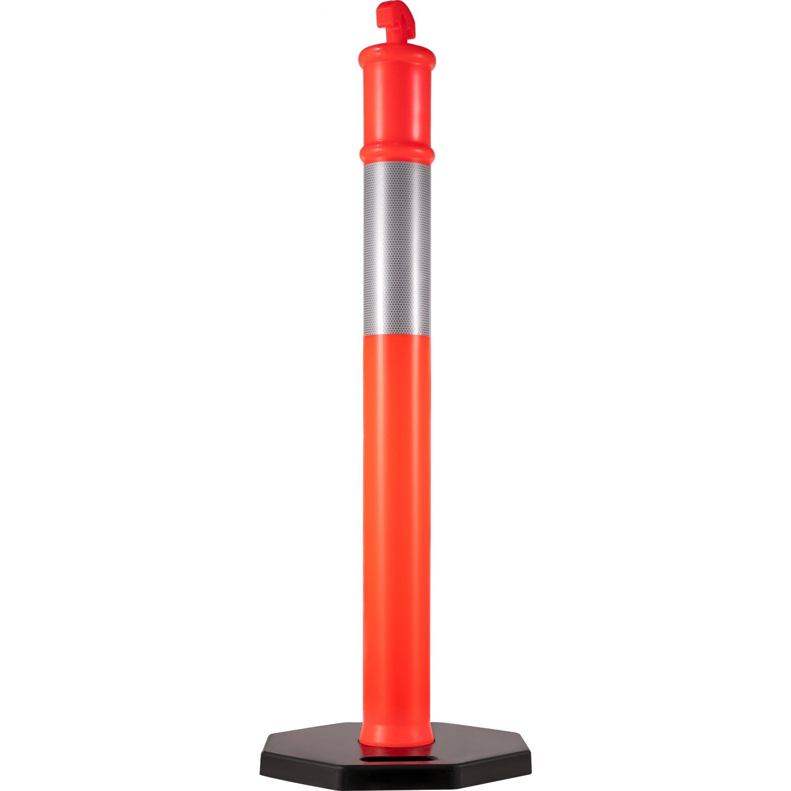 6Pack Traffic Delineator Posts 44 Inch Height, PE Delineator Cones Post Kit 10 inch Reflective Band, V952-JSZ6PTXJSZZH00001V0