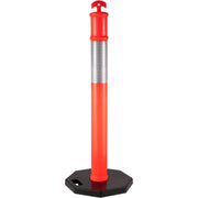 6Pack Traffic Delineator Posts 44 Inch Height, PE Delineator Cones Post Kit 10 inch Reflective Band, V952-JSZ6PTXJSZZH00001V0