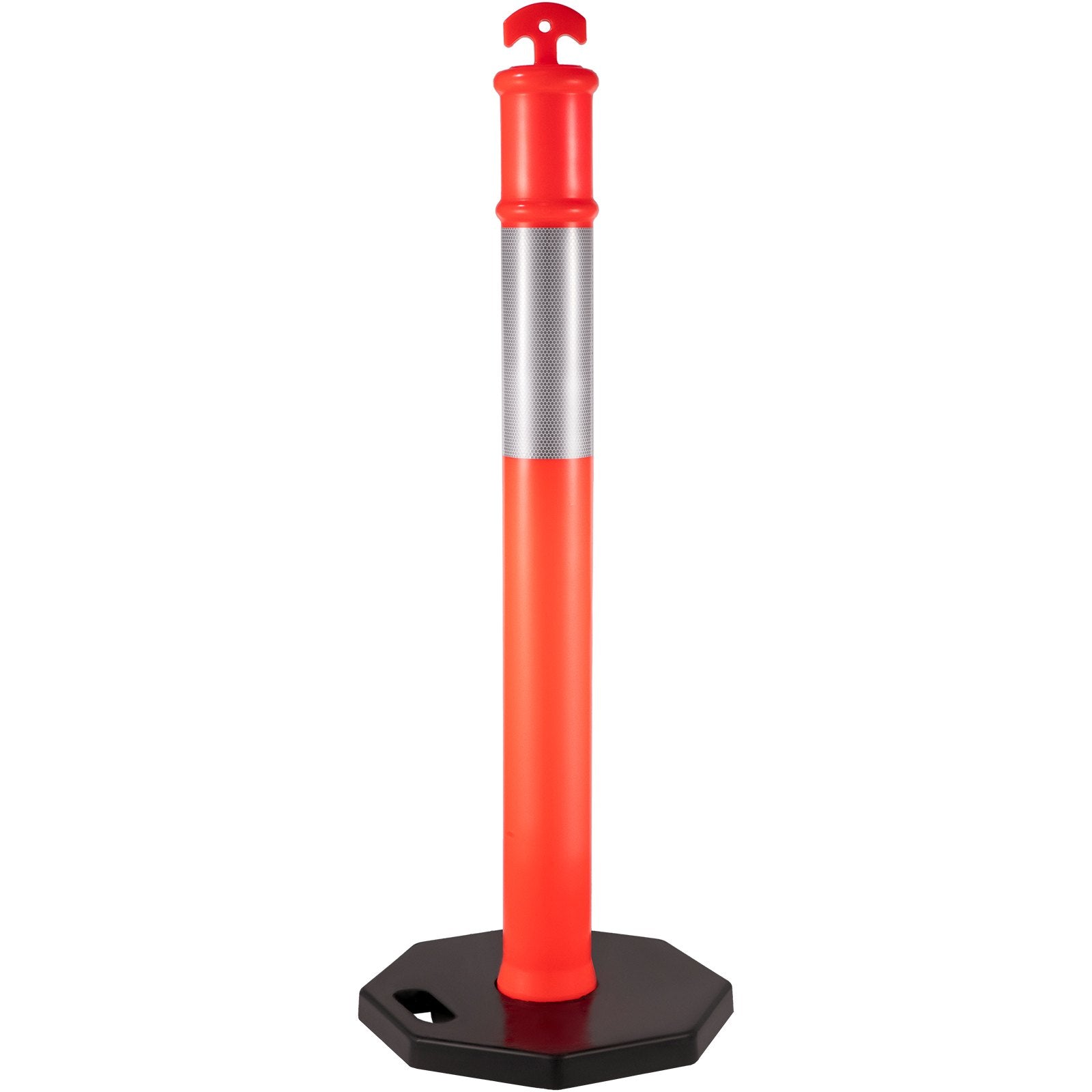 6Pack Traffic Delineator Posts 44 Inch Height, PE Delineator Cones Post Kit 10 inch Reflective Band, V952-JSZ6PTXJSZZH00001V0