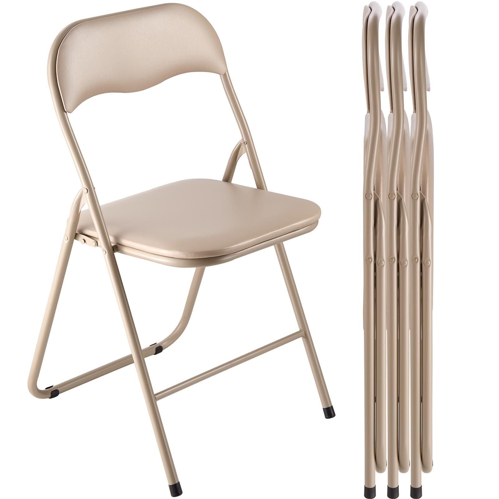 4 Pack Folding Chairs, Foldable Leather Chairs with Heavy Duty Metal Frame & Padded Cushion, Portable Folding V952-JSZDYPGJS4BZLL6UP001V0