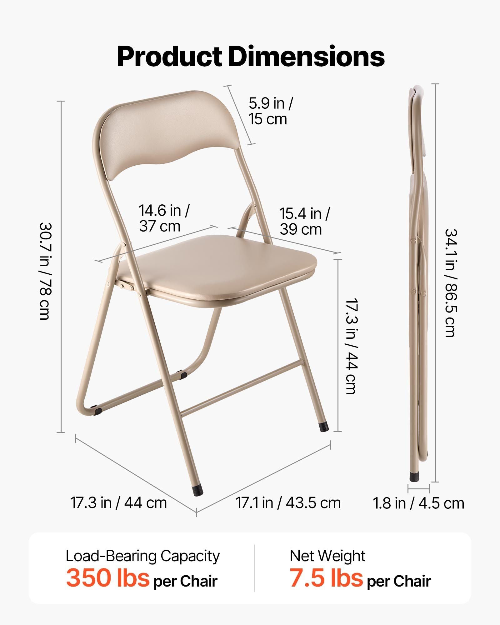 4 Pack Folding Chairs, Foldable Leather Chairs with Heavy Duty Metal Frame & Padded Cushion, Portable Folding V952-JSZDYPGJS4BZLL6UP001V0