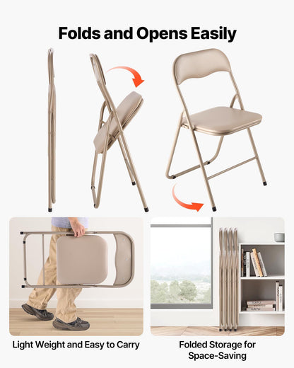 4 Pack Folding Chairs, Foldable Leather Chairs with Heavy Duty Metal Frame & Padded Cushion, Portable Folding V952-JSZDYPGJS4BZLL6UP001V0