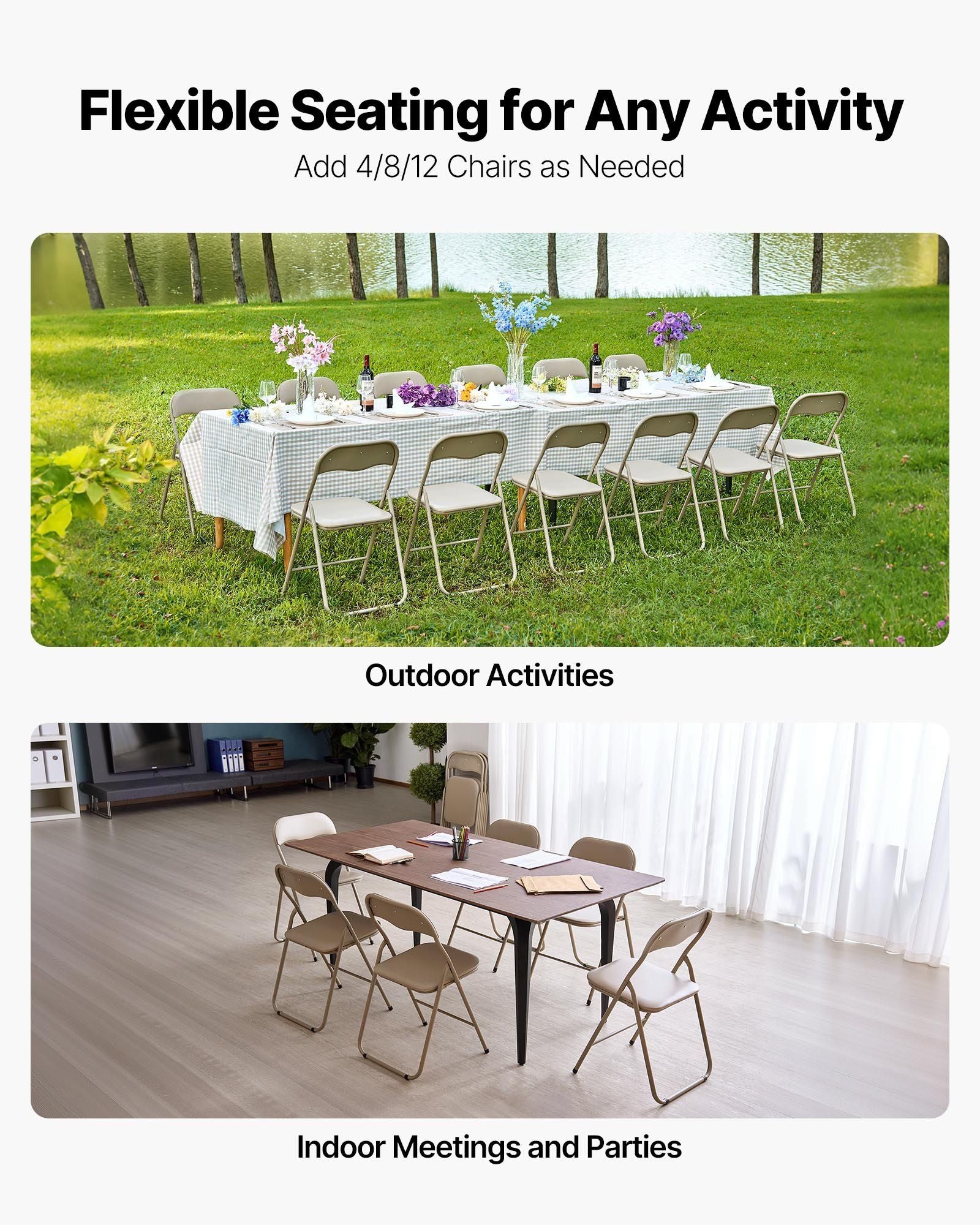 4 Pack Folding Chairs, Foldable Leather Chairs with Heavy Duty Metal Frame & Padded Cushion, Portable Folding V952-JSZDYPGJS4BZLL6UP001V0