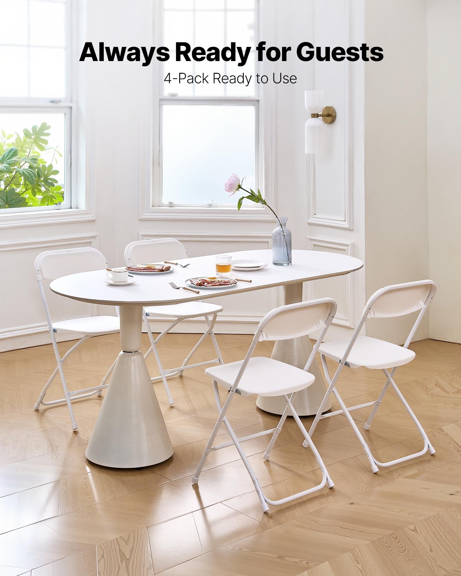 4 Pack Folding Chairs, Foldable Plastic Chairs with Heavy Duty Metal Frame, Portable Folding Card Table V952-JSZDYSLJS4BZEBN6X001V0