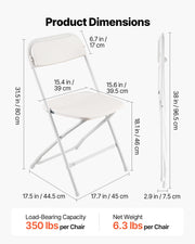 4 Pack Folding Chairs, Foldable Plastic Chairs with Heavy Duty Metal Frame, Portable Folding Card Table V952-JSZDYSLJS4BZEBN6X001V0