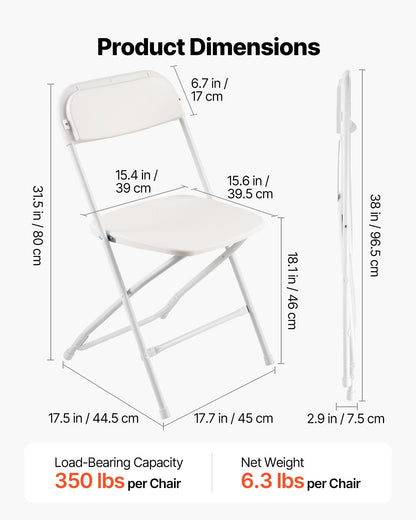 4 Pack Folding Chairs, Foldable Plastic Chairs with Heavy Duty Metal Frame, Portable Folding Card Table V952-JSZDYSLJS4BZEBN6X001V0