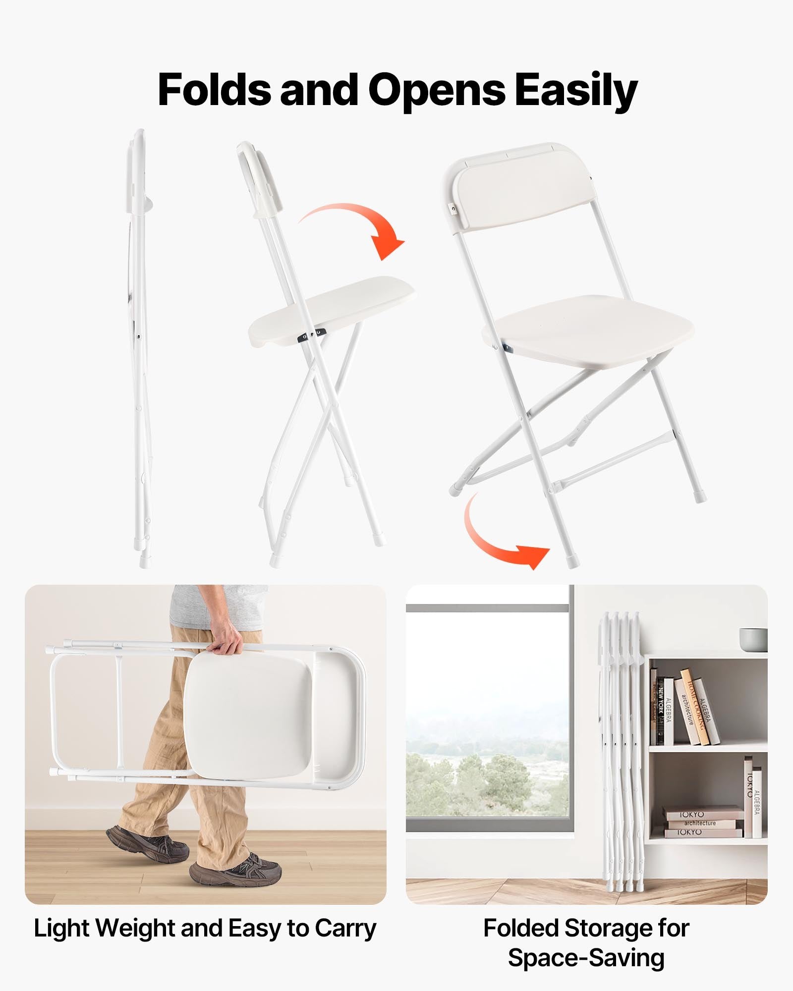 4 Pack Folding Chairs, Foldable Plastic Chairs with Heavy Duty Metal Frame, Portable Folding Card Table V952-JSZDYSLJS4BZEBN6X001V0
