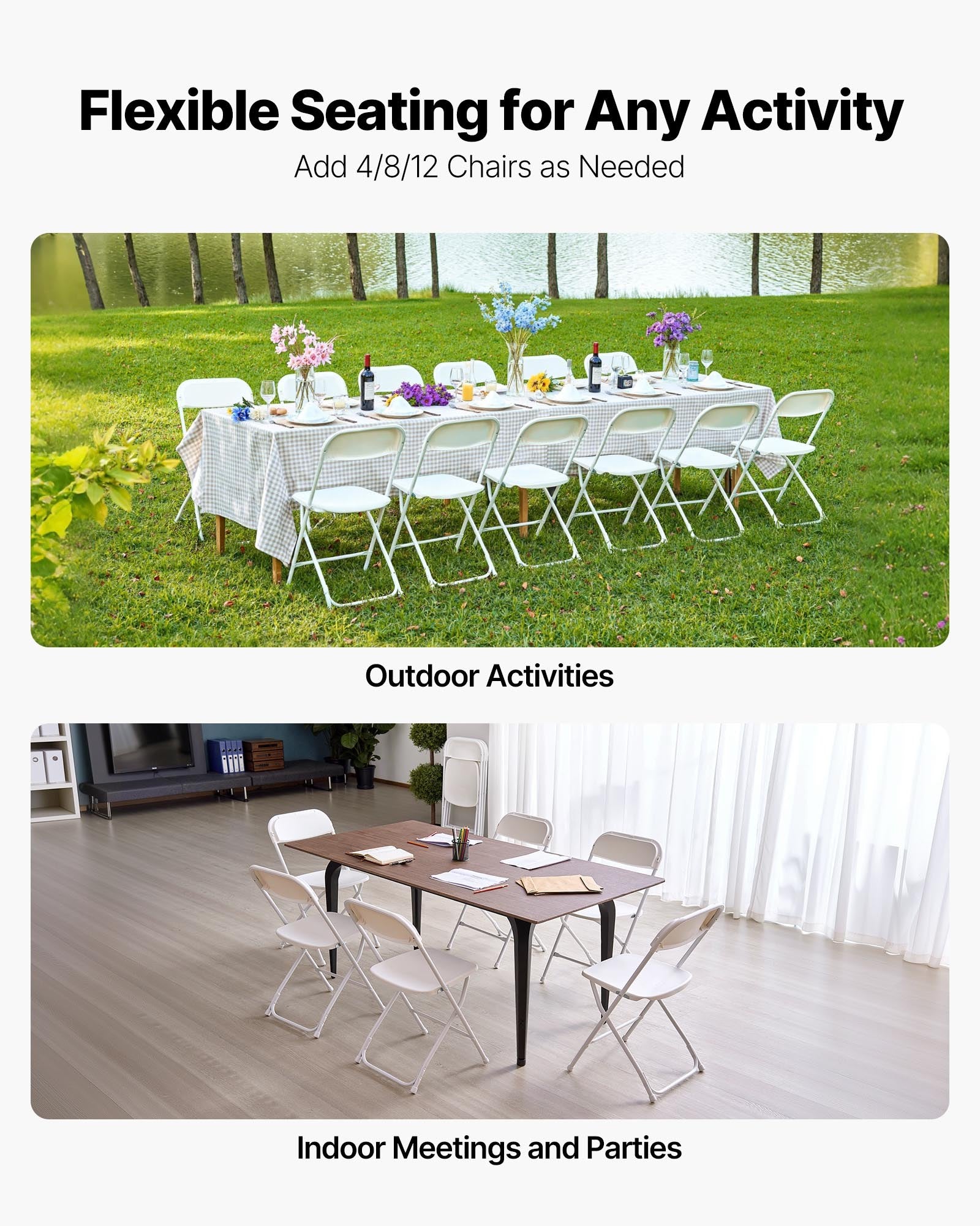 4 Pack Folding Chairs, Foldable Plastic Chairs with Heavy Duty Metal Frame, Portable Folding Card Table V952-JSZDYSLJS4BZEBN6X001V0