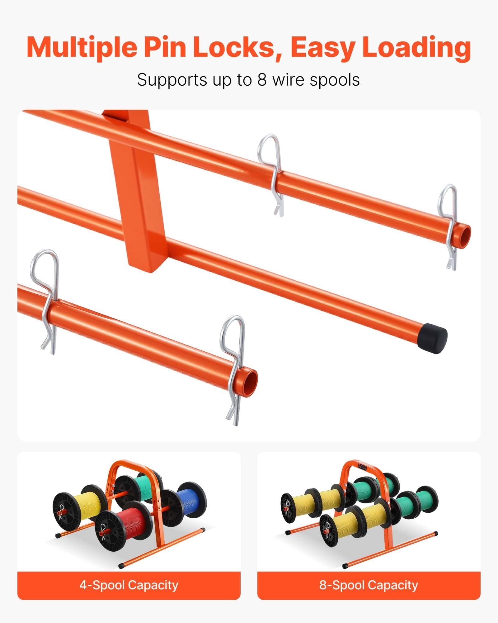 Wire Spool Rack, 100 lbs Capacity, Smart Hand Caddy, Heavy-Duty Steel Wire Dispenser Holder for Up to 8 V952-JSZJFXQGDJSG0E8L0001V0