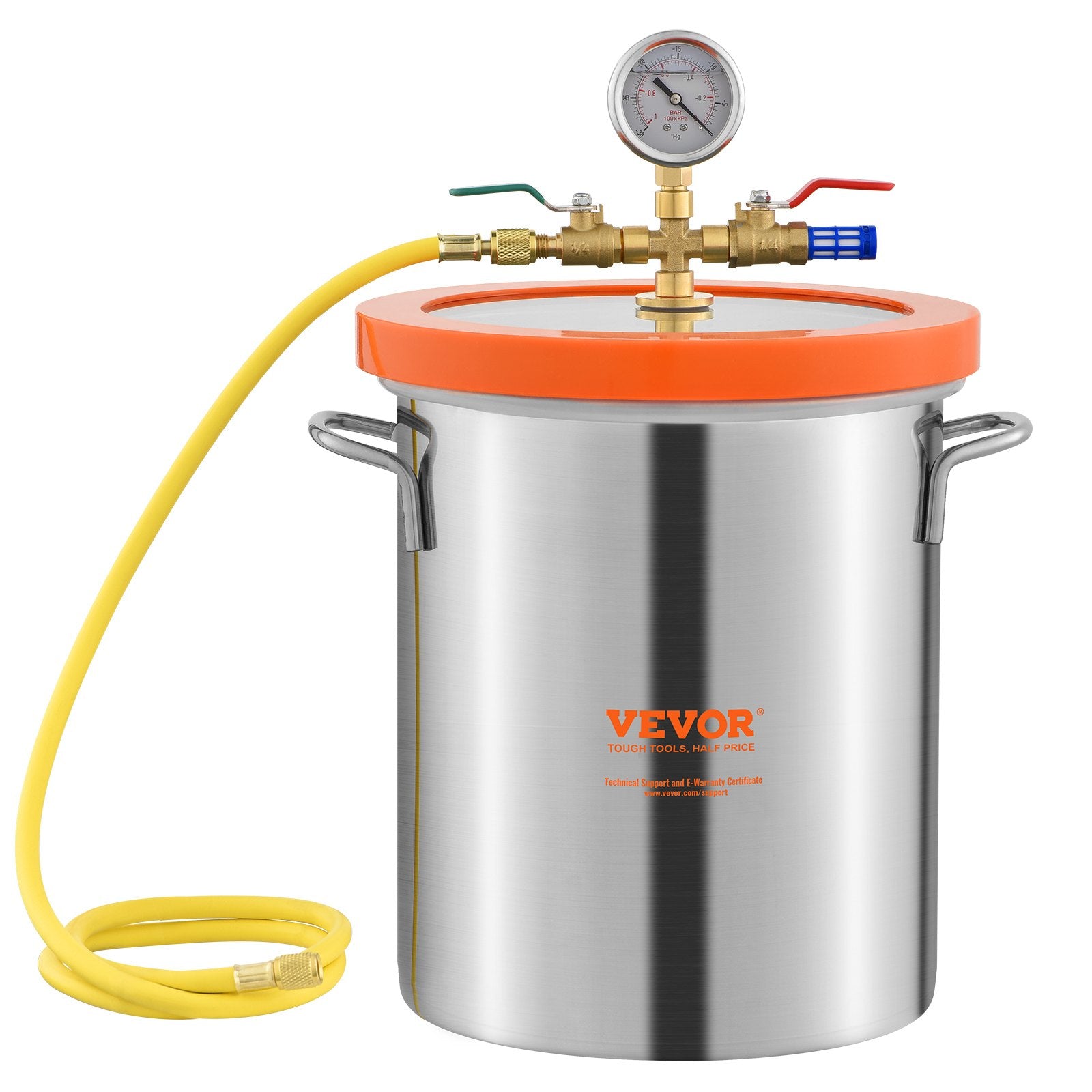 5 Gallon Vacuum Chamber, Upgraded Tempered Glass Lid Vacuum Degassing Chamber, 304 Stainless Steel Chamber, V952-JSZKTJS5GALLH3CGUV0