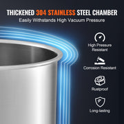 5 Gallon Vacuum Chamber, Upgraded Tempered Glass Lid Vacuum Degassing Chamber, 304 Stainless Steel Chamber, V952-JSZKTJS5GALLH3CGUV0