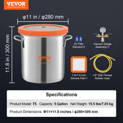 5 Gallon Vacuum Chamber, Upgraded Tempered Glass Lid Vacuum Degassing Chamber, 304 Stainless Steel Chamber, V952-JSZKTJS5GALLH3CGUV0