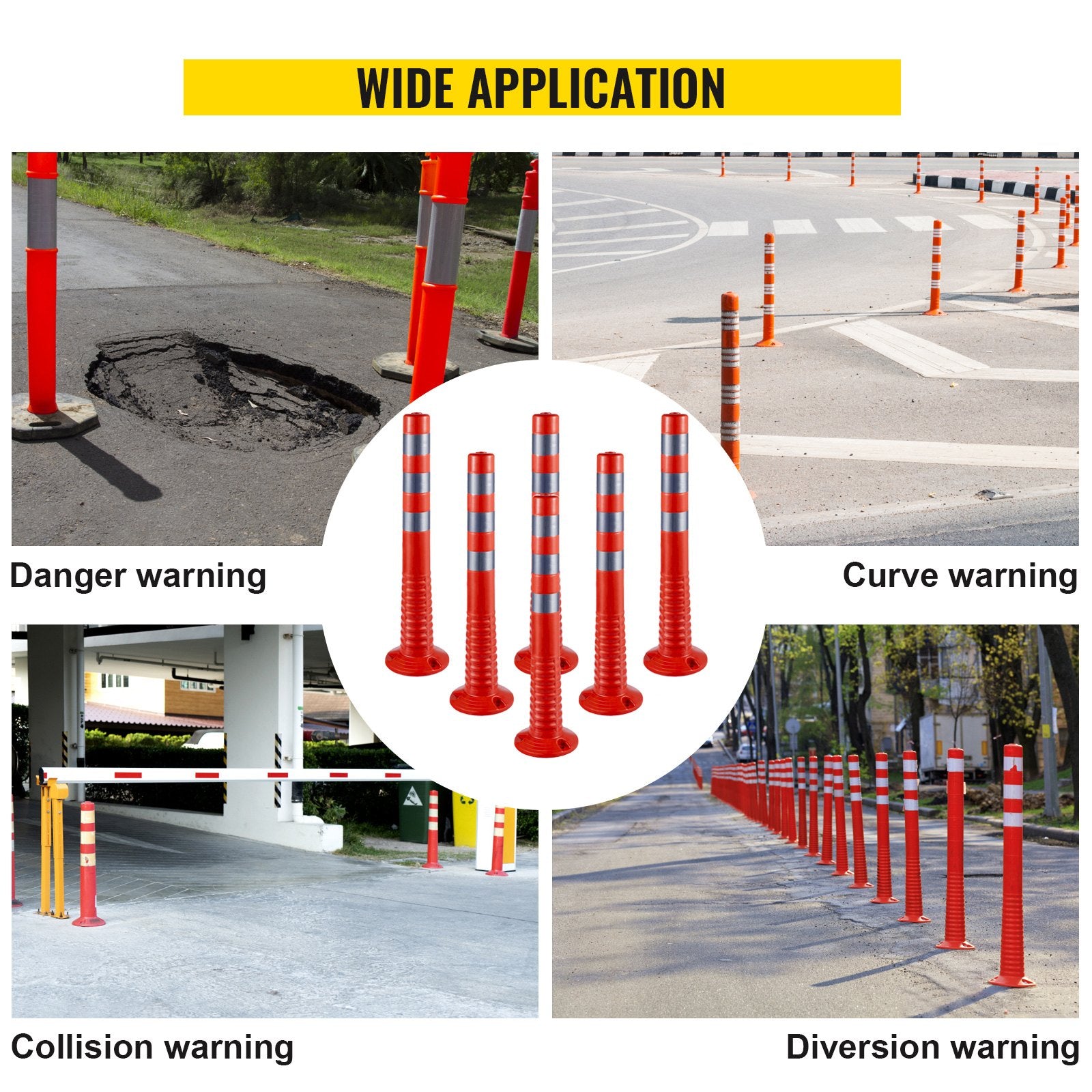 Traffic Delineator Posts Flexible Channelizer Cone 30" Spring Post 6PCS V952-JSZPUJSZ6P0000001V0