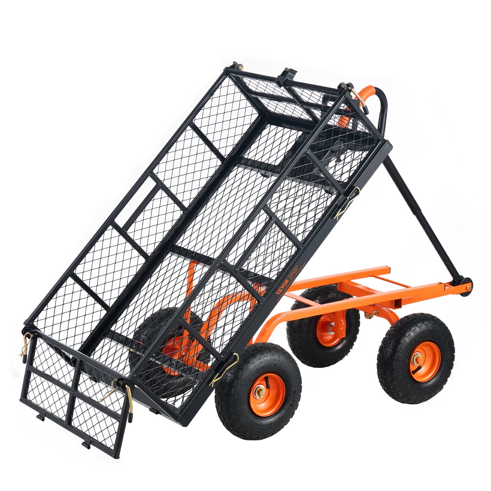 Dump Cart, Metal Garden Dump Cart with Easy to Assemble Frame, Dump Wagon with 2-in-1 Convertible Handle, V952-JSZXTC880LBSPVWN9V0