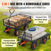 Dump Cart, Metal Garden Dump Cart with Easy to Assemble Frame, Dump Wagon with 2-in-1 Convertible Handle, V952-JSZXTC880LBSPVWN9V0