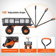 Dump Cart, Metal Garden Dump Cart with Easy to Assemble Frame, Dump Wagon with 2-in-1 Convertible Handle, V952-JSZXTC880LBSPVWN9V0