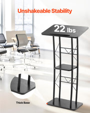 Podium Stand, 1180 mm Metal Lectern, Curved Standing Podium with Wide Reading Surface, Open Storage V952-JT1CGKJS47INZX1A5001V0