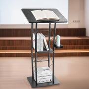 Podium Stand, 1180 mm Metal Lectern, Curved Standing Podium with Wide Reading Surface, Open Storage V952-JT1CGKJS47INZX1A5001V0