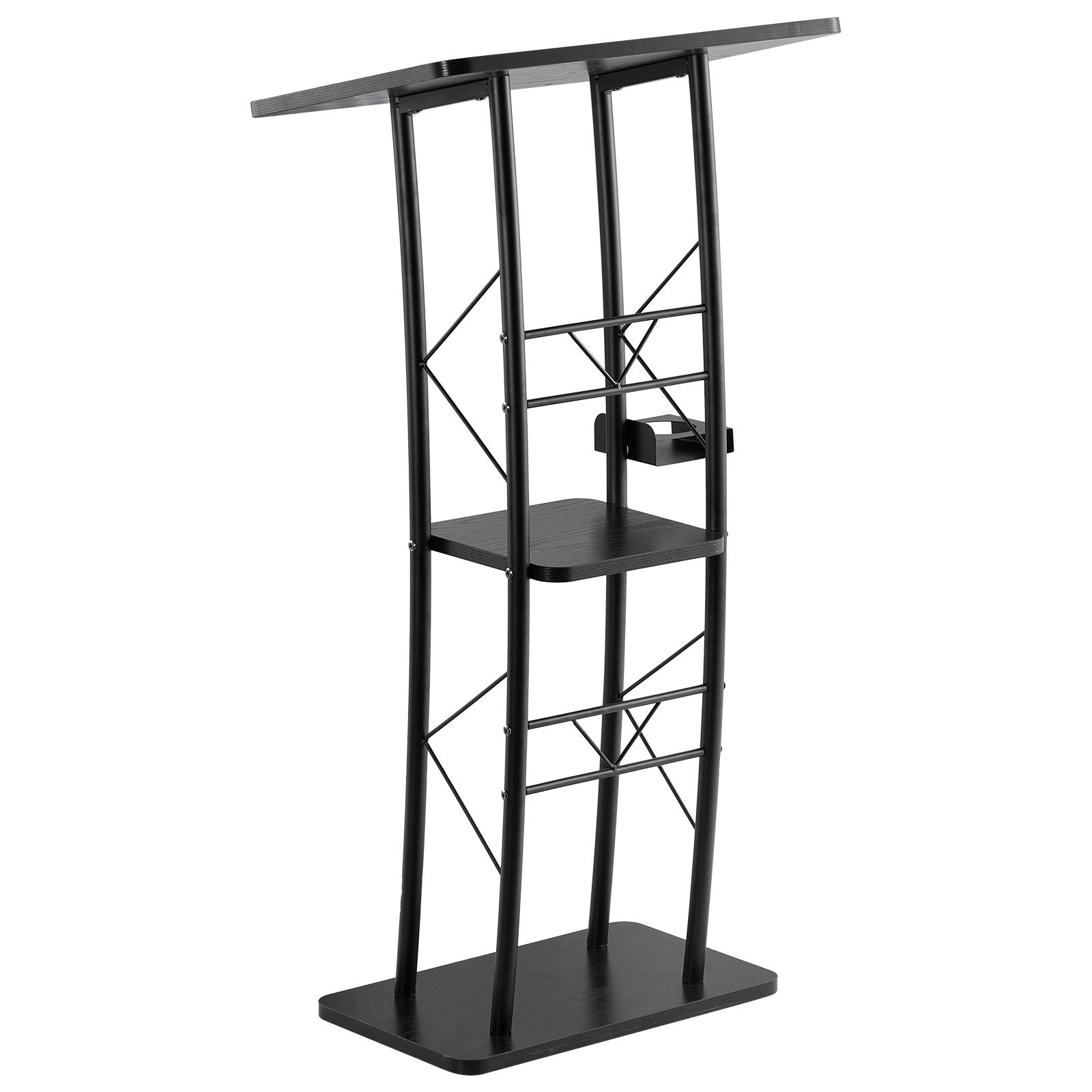 Podium Stand, 1180 mm Metal Lectern, Curved Standing Podium with Wide Reading Surface, Open Storage V952-JT1CGKJS47INZX1A5001V0