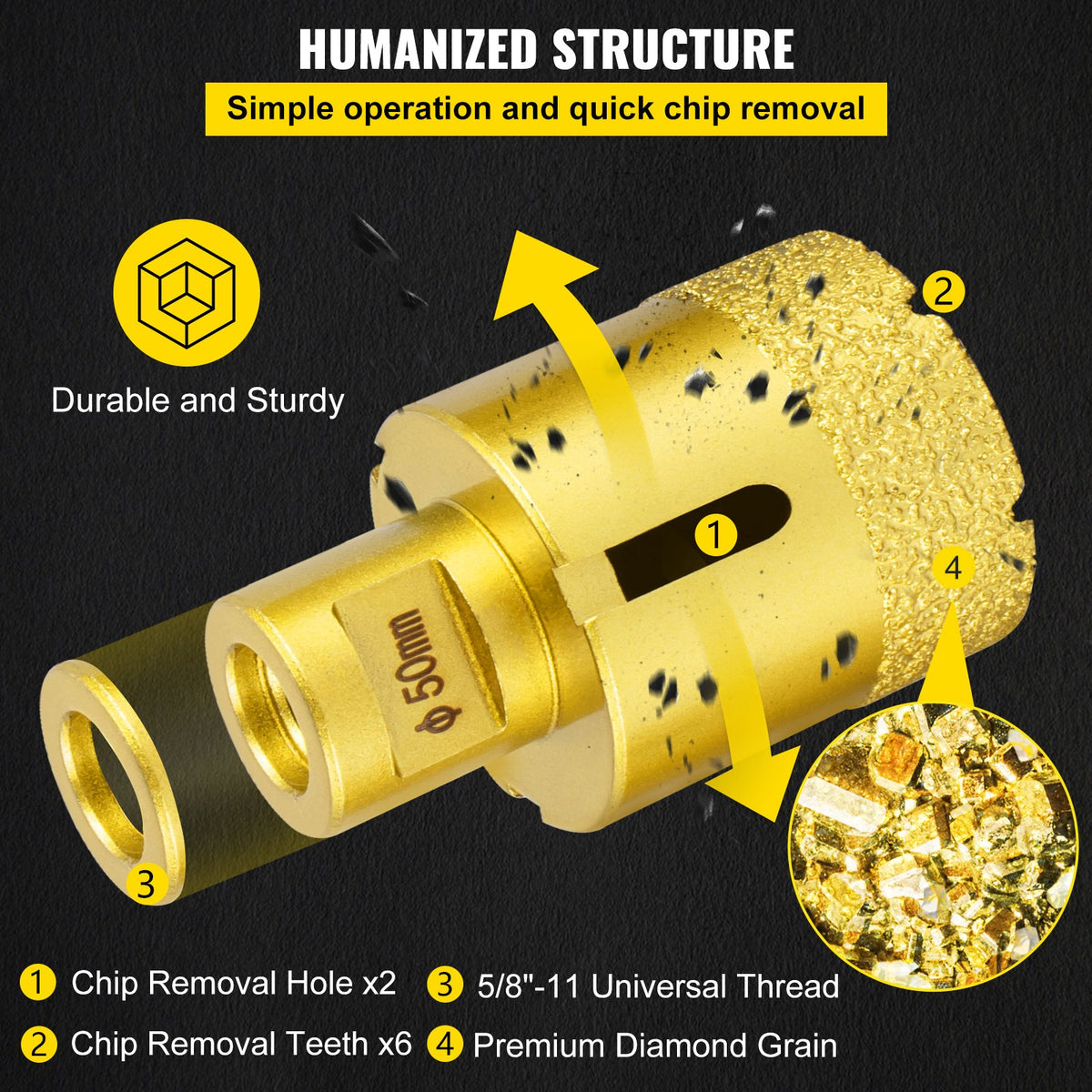 Diamond Drill Bits 4PCS Diamond Hole Saw 25/35/50/68mm Tile Hole Saw Kit Vacuum Brazed Diamond Drill Bit V952-JT420355068MMJN3HV0