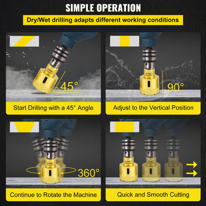 Diamond Drill Bits 4PCS Diamond Hole Saw 25/35/50/68mm Tile Hole Saw Kit Vacuum Brazed Diamond Drill Bit V952-JT420355068MMJN3HV0