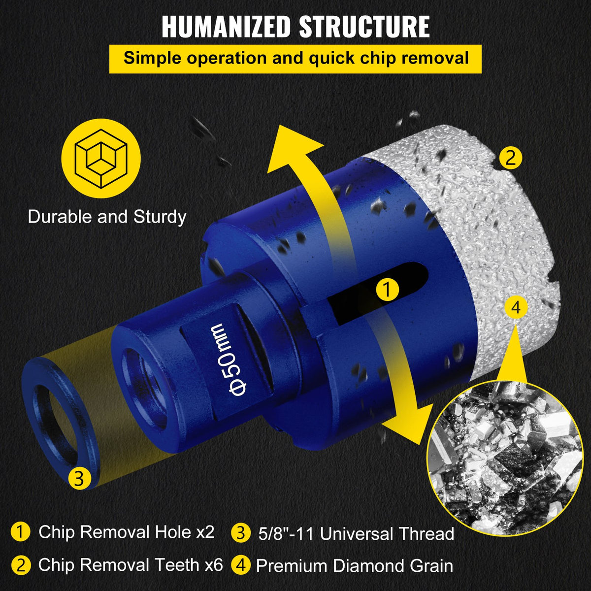 Diamond Drill Bits 4PCS Diamond Hole Saw 35/40/50/68mm Tile Hole Saw Kit Vacuum Brazed Diamond Drill Bit V952-JT435405068MM71UZV0