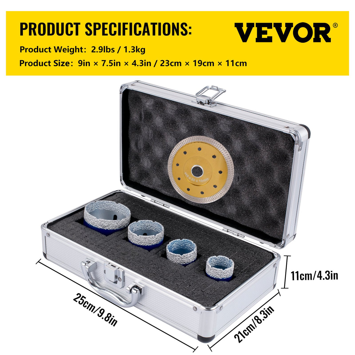 Diamond Drill Bits 4PCS Diamond Hole Saw 35/40/50/68mm Tile Hole Saw Kit Vacuum Brazed Diamond Drill Bit V952-JT435405068MM71UZV0