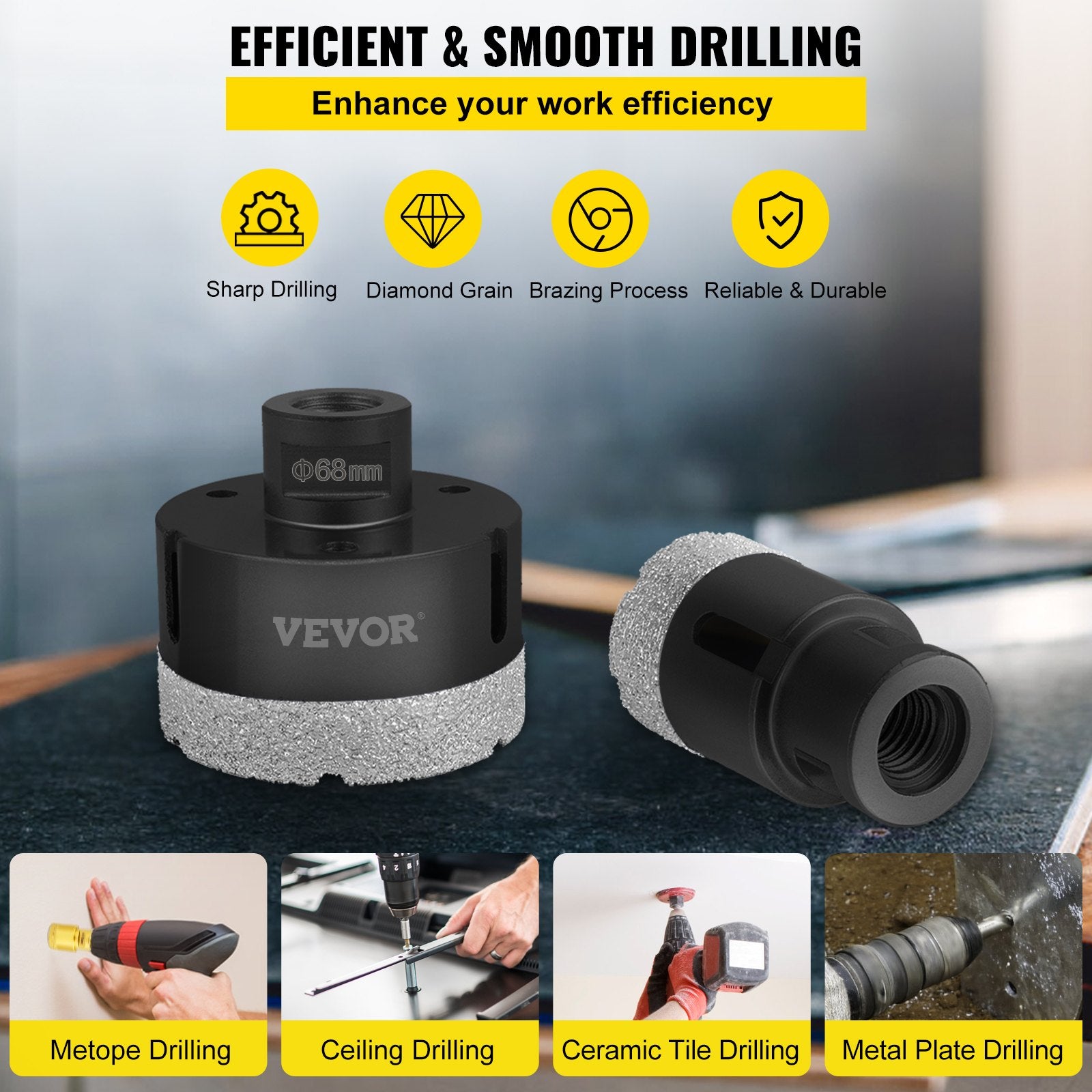 Diamond Drill Bits 6PCS Diamond Hole Saw 20/35/40/50/55/68mm Tile Hole Saw Kit Vacuum Brazed Diamond Drill V952-JTQHJGSKZTJ62RWI8V0