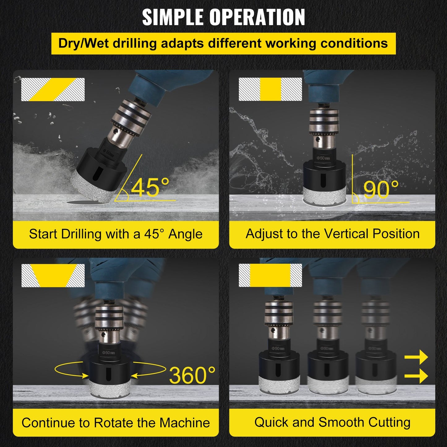 Diamond Drill Bits 6PCS Diamond Hole Saw 20/35/40/50/55/68mm Tile Hole Saw Kit Vacuum Brazed Diamond Drill V952-JTQHJGSKZTJ62RWI8V0