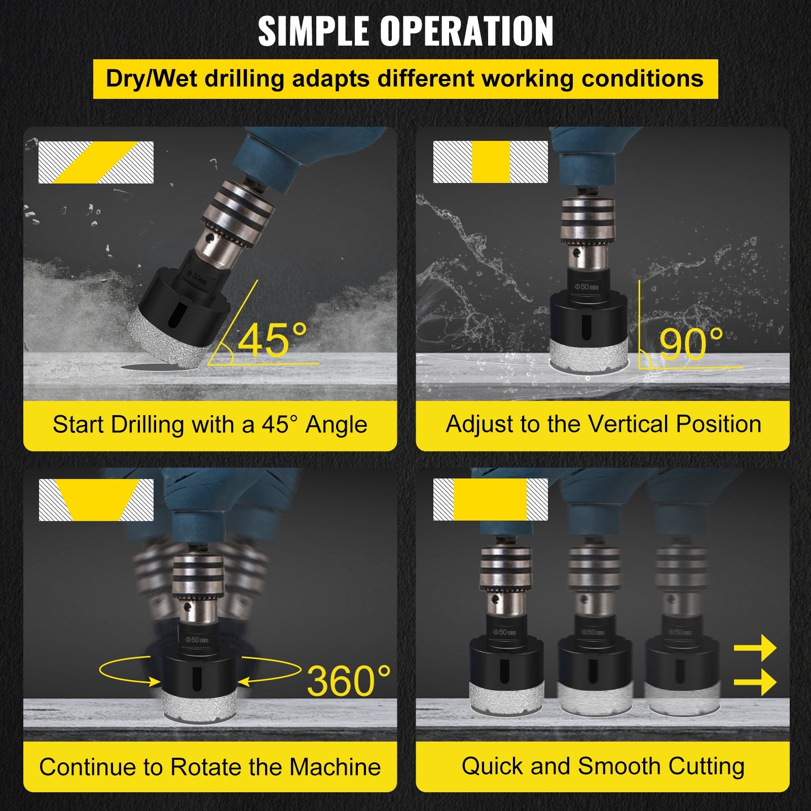Diamond Drill Bits 6PCS Diamond Hole Saw 20/35/40/50/55/68mm Tile Hole Saw Kit Vacuum Brazed Diamond Drill V952-JTQHJGSKZTJ62RWI8V0