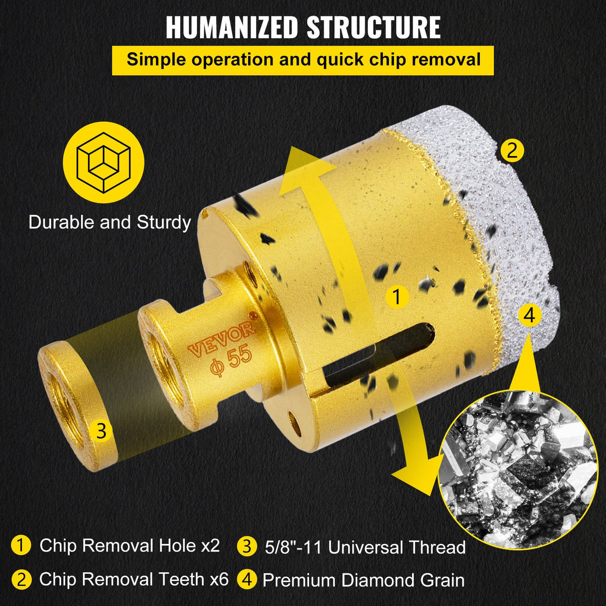 Diamond Drill Bits 7PCS Diamond Hole Saw 20/27/35/55/68mmTile Hole Saw Kit Vacuum Brazed Diamond Drill Bit V952-JTQHJGSKZTJ72R3T0V0