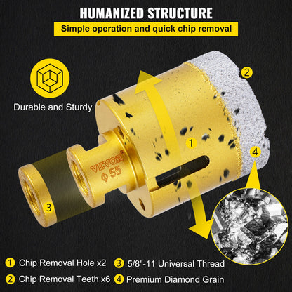 Diamond Drill Bits 7PCS Diamond Hole Saw 20/27/35/55/68mmTile Hole Saw Kit Vacuum Brazed Diamond Drill Bit V952-JTQHJGSKZTJ72R3T0V0