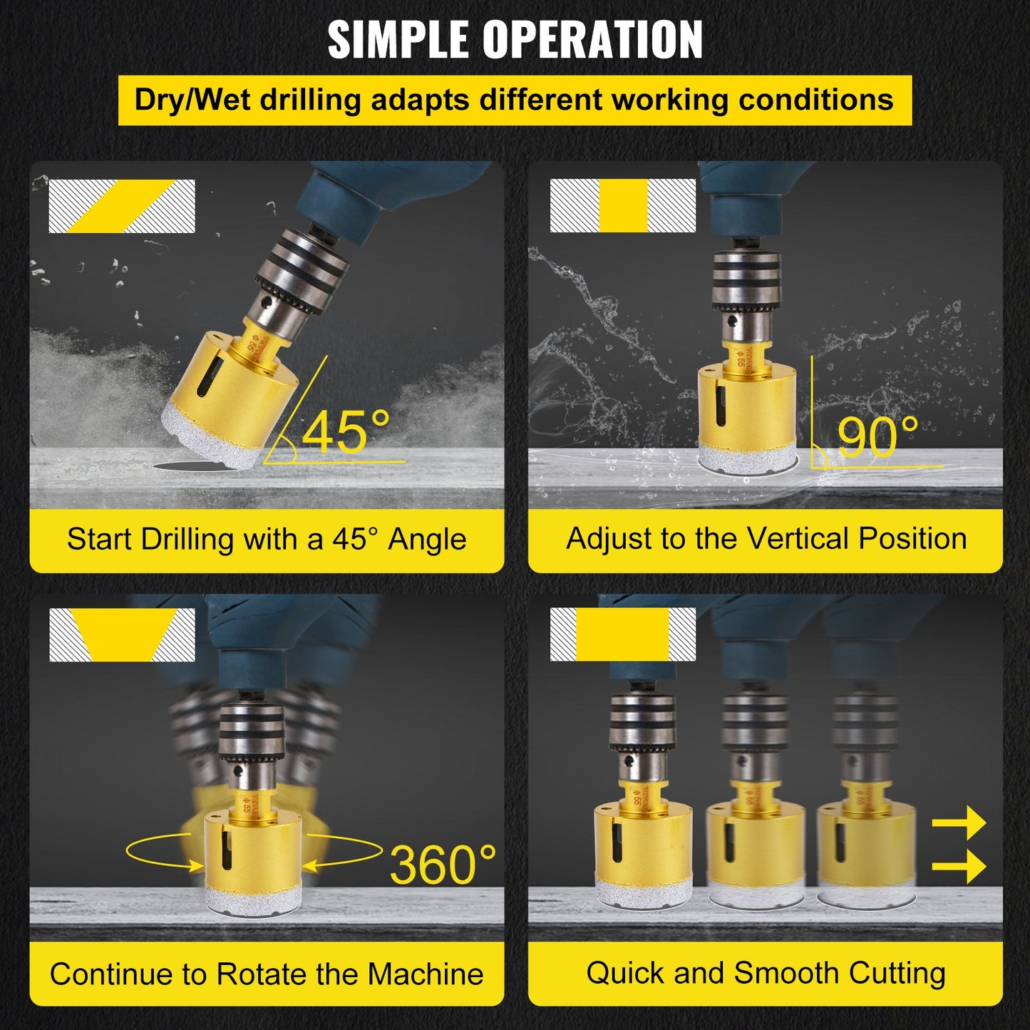 Diamond Drill Bits 7PCS Diamond Hole Saw 20/27/35/55/68mmTile Hole Saw Kit Vacuum Brazed Diamond Drill Bit V952-JTQHJGSKZTJ72R3T0V0