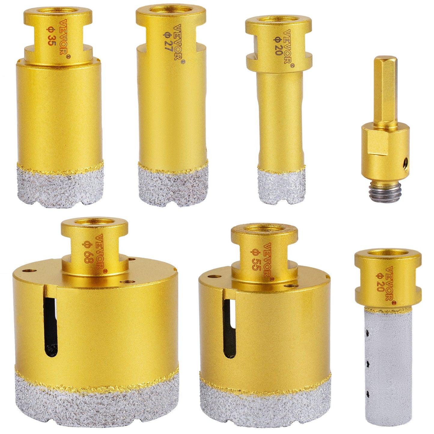 Diamond Drill Bits 7PCS Diamond Hole Saw 20/27/35/55/68mmTile Hole Saw Kit Vacuum Brazed Diamond Drill Bit V952-JTQHJGSKZTJ72R3T0V0