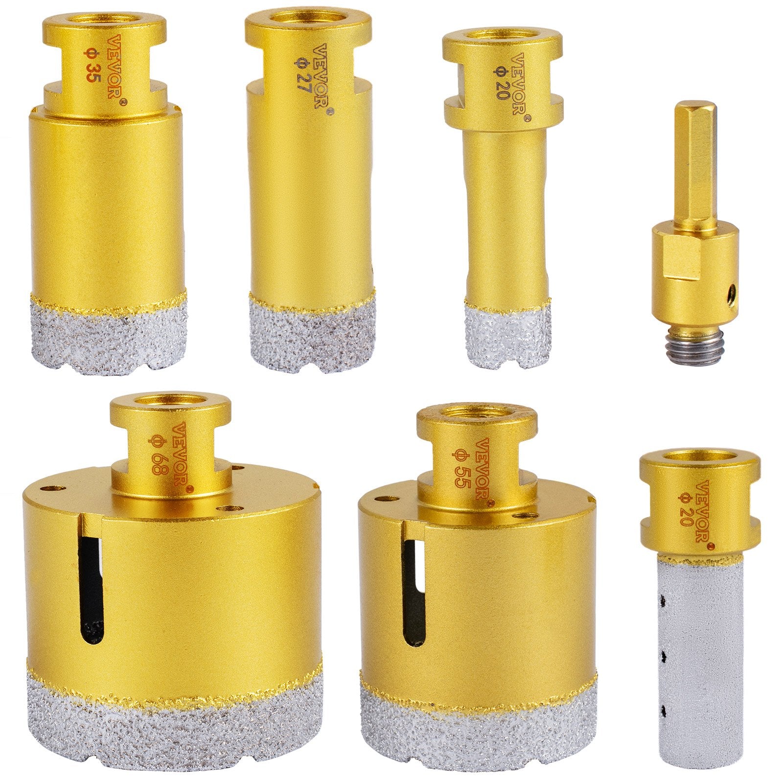 Diamond Drill Bits 7PCS Diamond Hole Saw 20/27/35/55/68mmTile Hole Saw Kit Vacuum Brazed Diamond Drill Bit V952-JTQHJGSKZTJ72R3T0V0