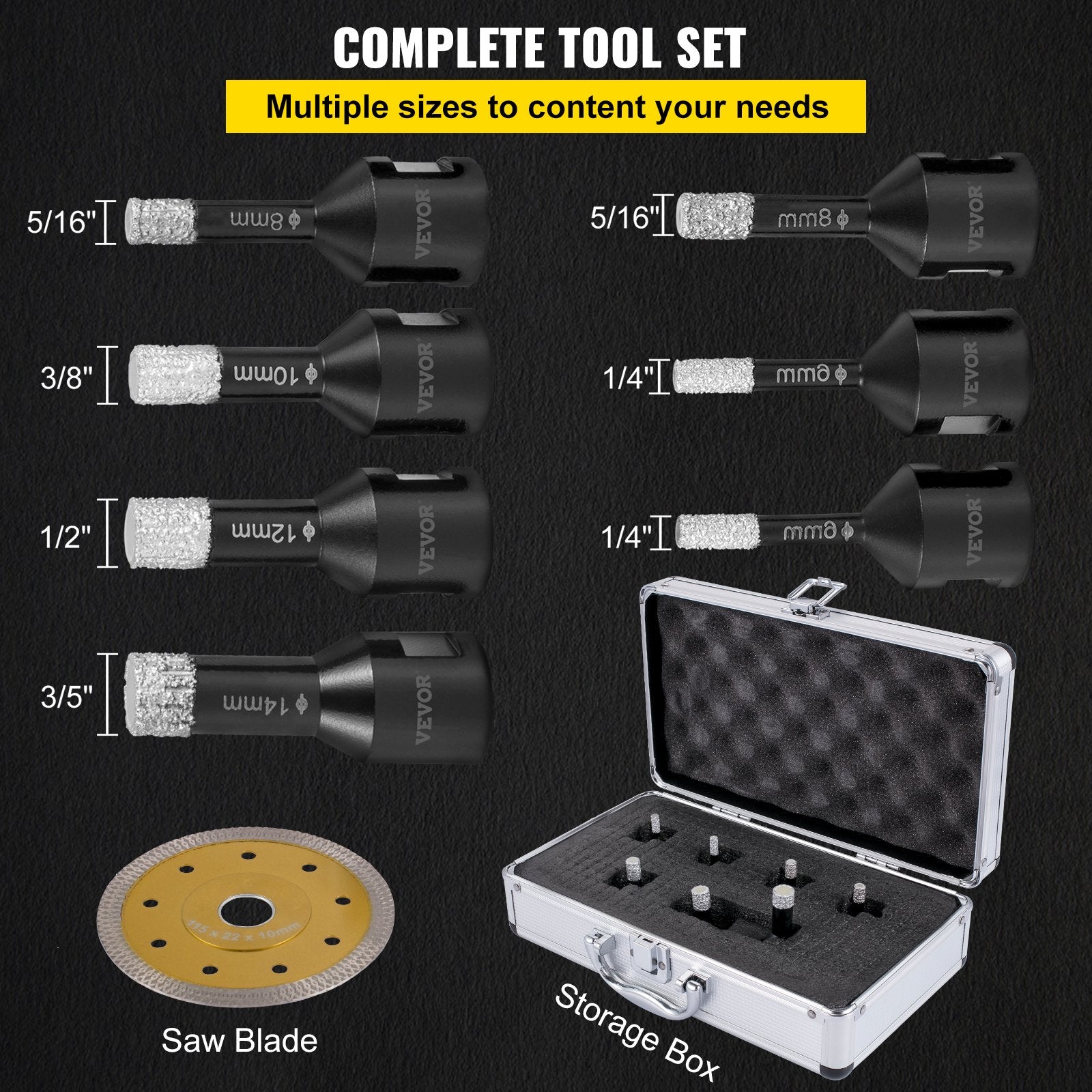 Diamond Drill Bits 7PCS Diamond Hole Saw 6/6/8/8/10/12/14mm Tile Hole Saw Kit Vacuum Brazed Diamond Drill Bit V952-JTQHJGSKZTJ76YD1YV0