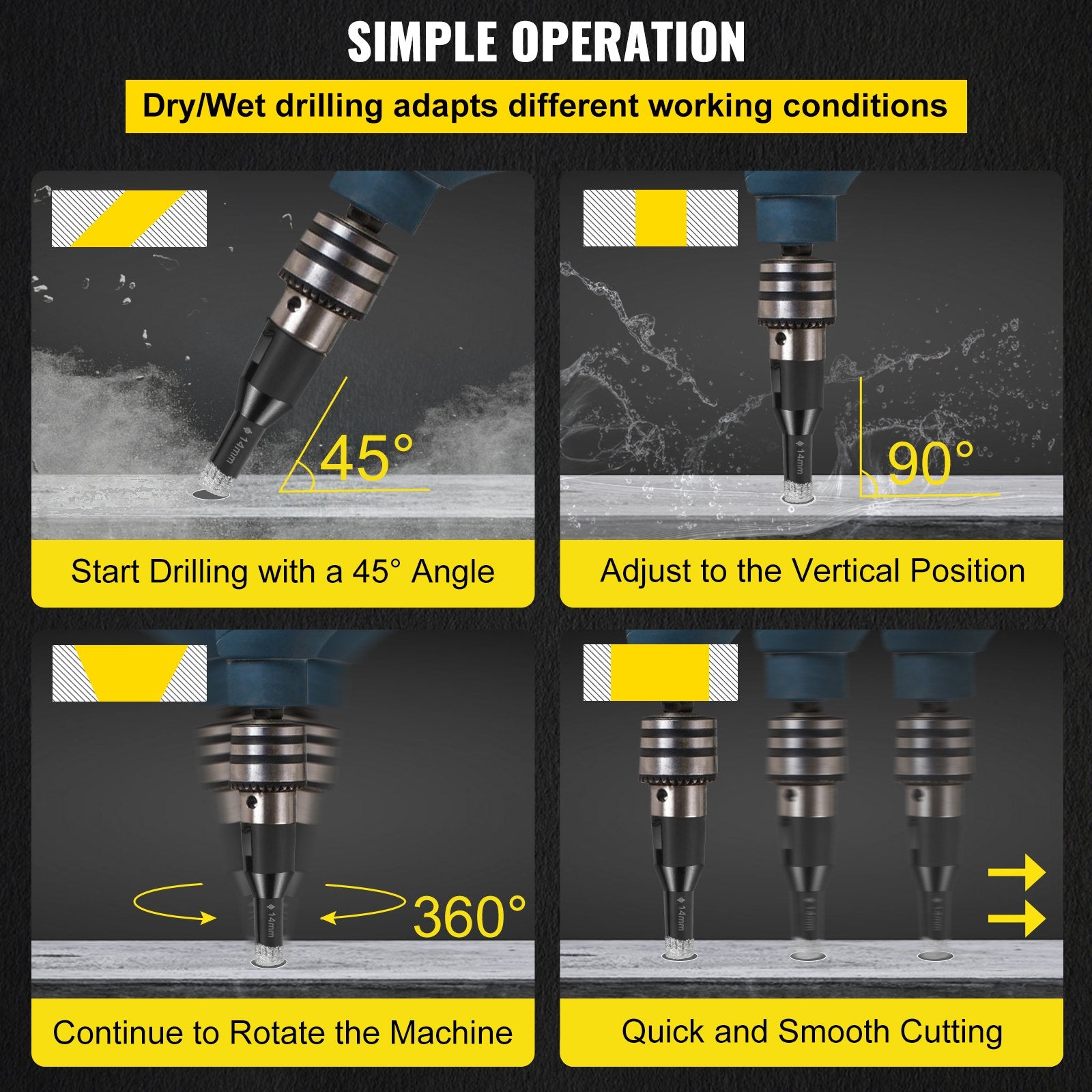 Diamond Drill Bits 7PCS Diamond Hole Saw 6/6/8/8/10/12/14mm Tile Hole Saw Kit Vacuum Brazed Diamond Drill Bit V952-JTQHJGSKZTJ76YD1YV0