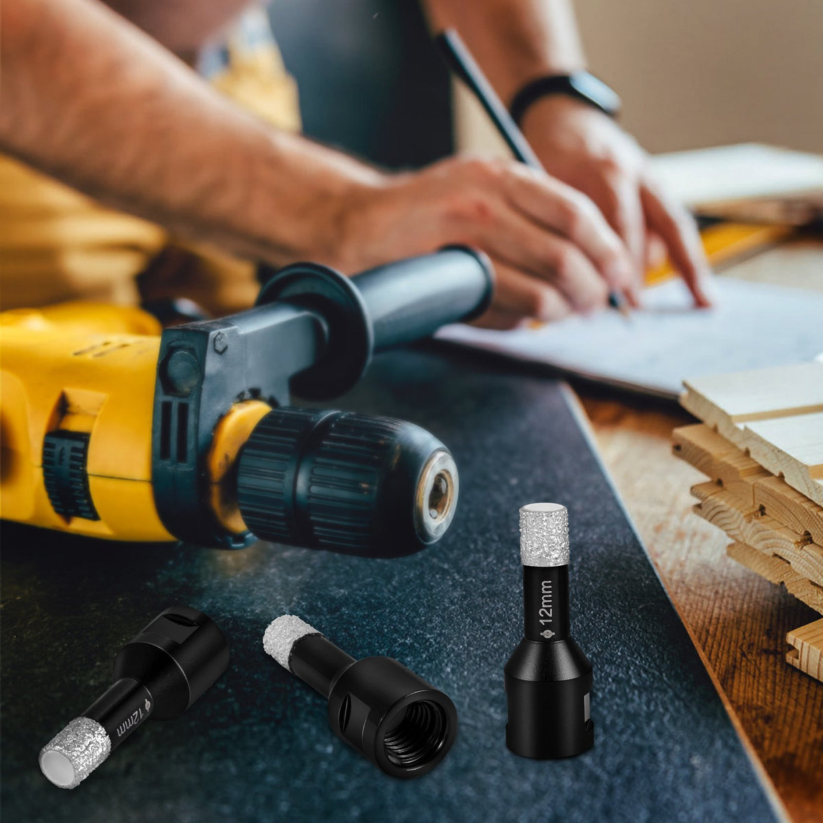 Diamond Drill Bits 7PCS Diamond Hole Saw 6/6/8/8/10/12/14mm Tile Hole Saw Kit Vacuum Brazed Diamond Drill Bit V952-JTQHJGSKZTJ76YD1YV0
